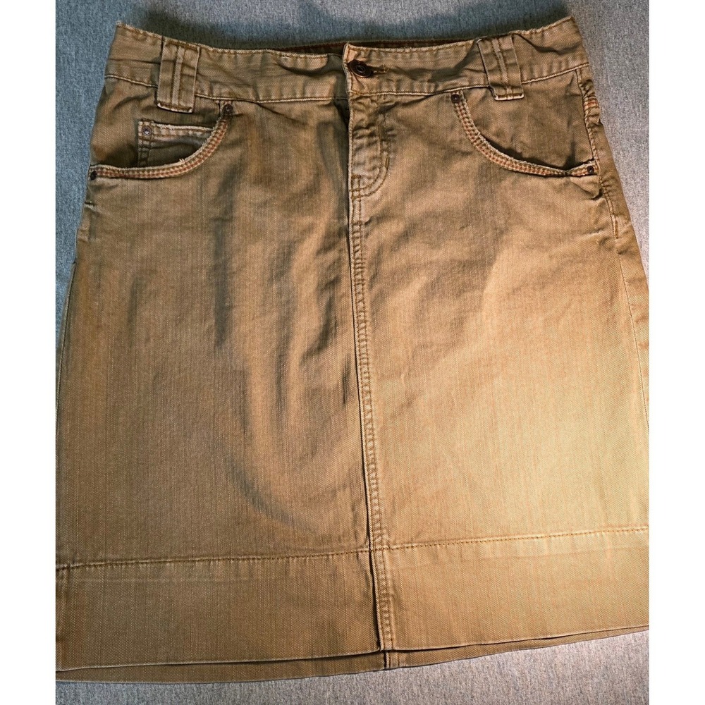 Gap 1969 Denim Mini Skirt Khaki Tan Stretch Utility Jean Skirt Size6 466530-00-1
